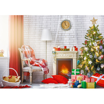 By the fireplace