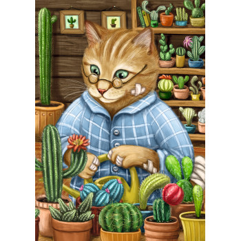 Котик и кактусы