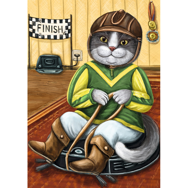 Cat on a vacuum cleaner