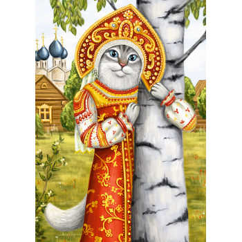 Кошечка с березкой