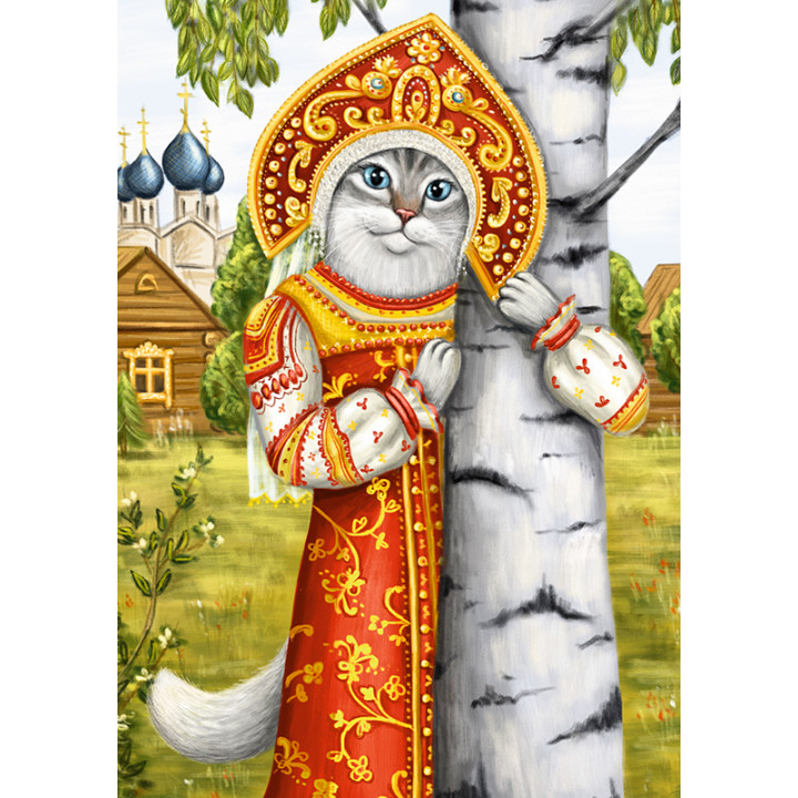 Кошечка с березкой