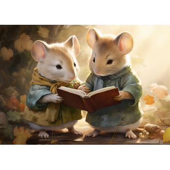 Mouse stories. Reading a book