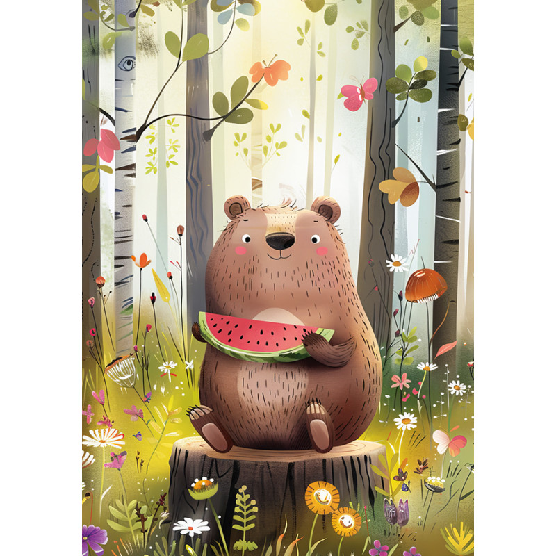 Teddy bear and watermelon