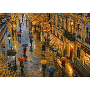 Under colourful umbrellas