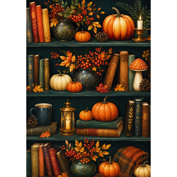 Books on the shelves