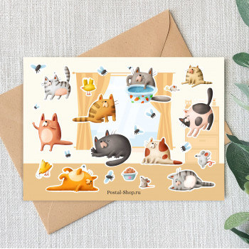 Stickers 'Cute cats' (10 * 15 cm)