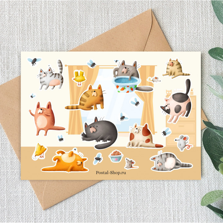 Наклейки 'Милые котики' (10 * 15 см)