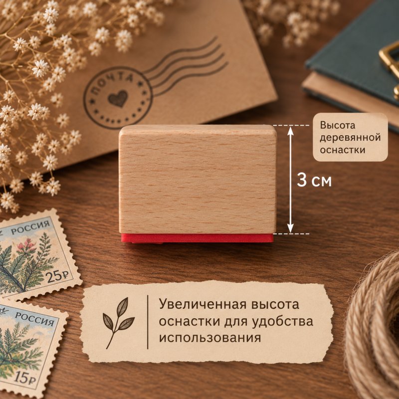The wooden handle of the stamp is 3 cm tall